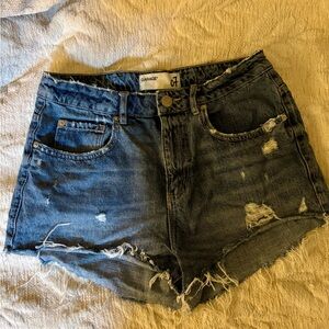 Garage Dark Blue Distressed High-Rise Denim Shorts